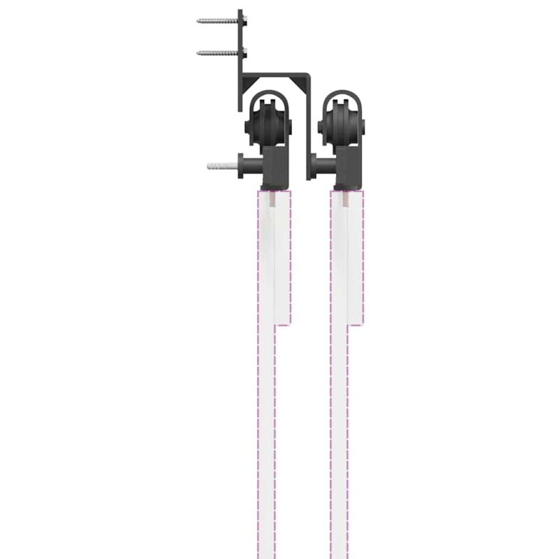 Schiebetürbeschlag-Set 366 cm Stahl Schwarz