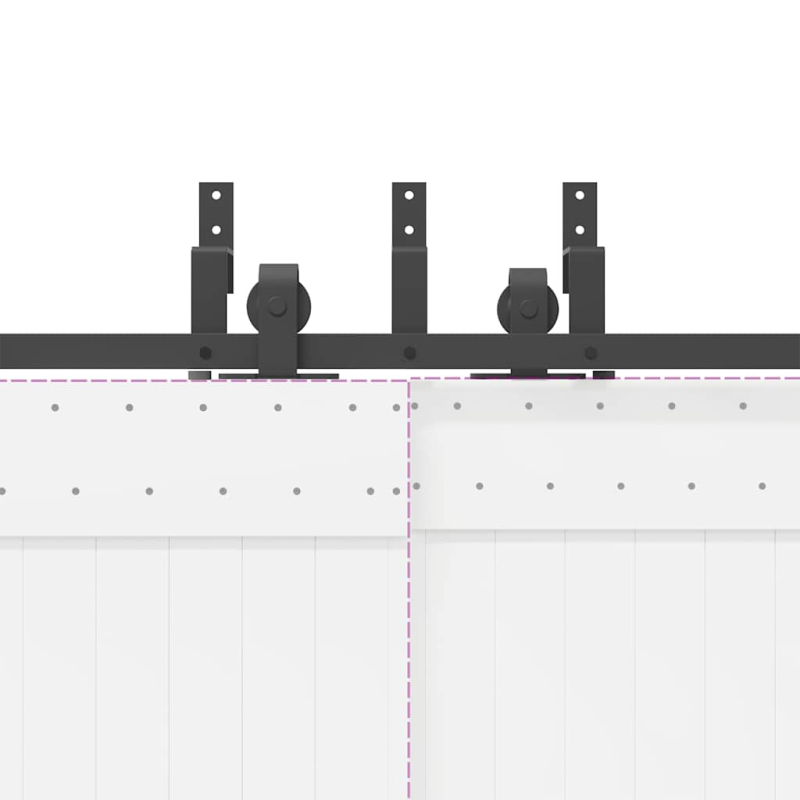 Schiebetürbeschlag-Set 200 cm Stahl Schwarz