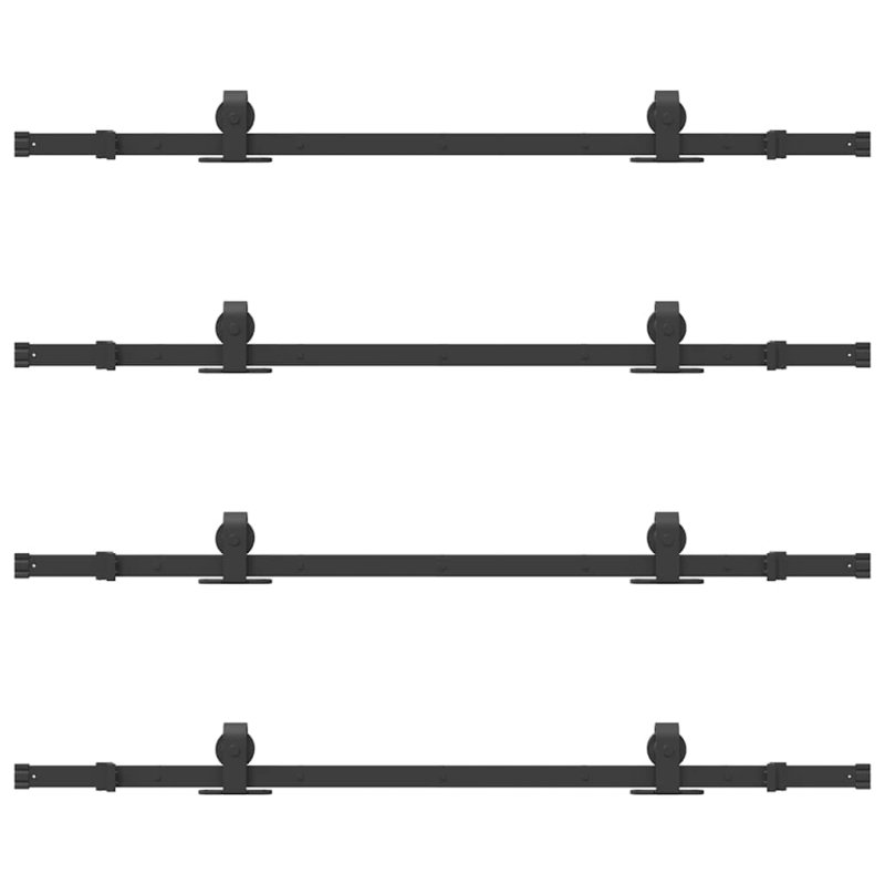 Schiebetürbeschlag-Set 305 cm Stahl Schwarz