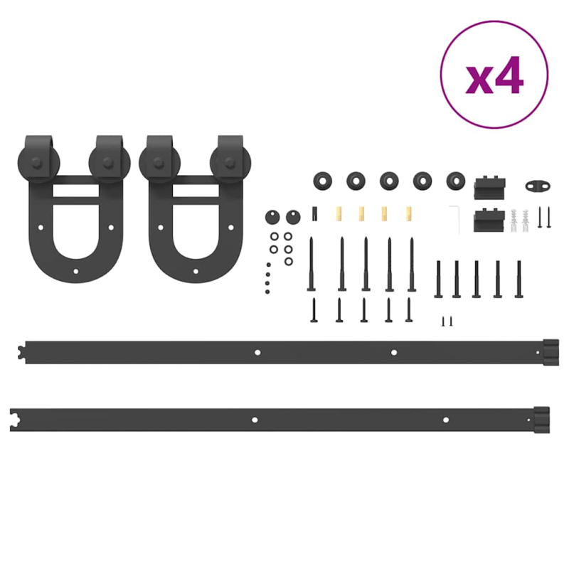 Schiebetürbeschlag-Set 366 cm Stahl Schwarz