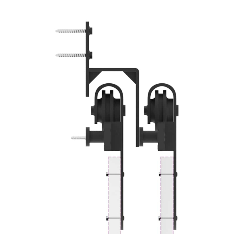 Schiebetürbeschlag-Set 366 cm Stahl Schwarz