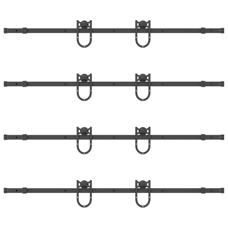 Schiebetürbeschlag-Set 366 cm Stahl Schwarz