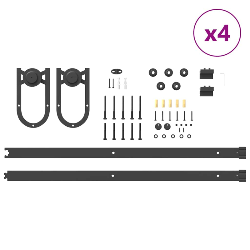 Schiebetürbeschlag-Set 366 cm Stahl Schwarz