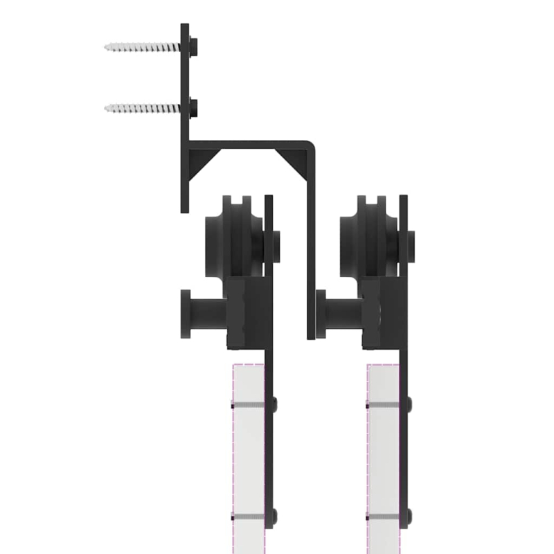 Schiebetürbeschlag-Set 366 cm Stahl Schwarz