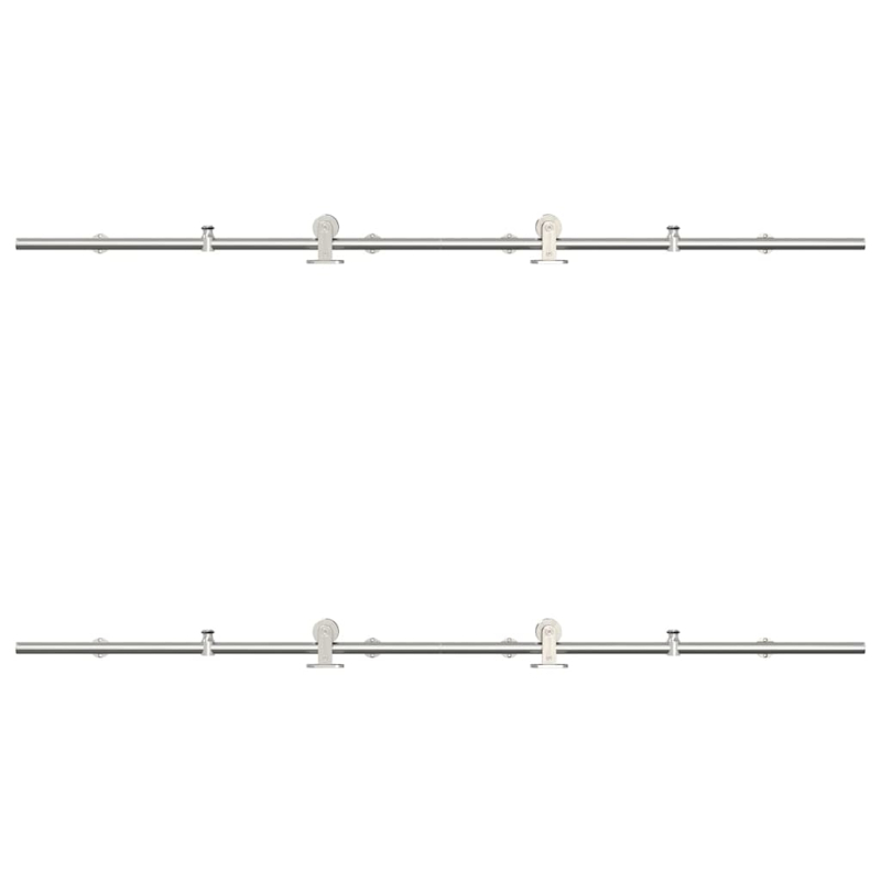 Schiebetür-Beschlagsatz 200 cm Edelstahl Silbern