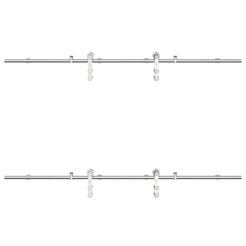 Schiebetür-Beschlagsatz 200 cm Edelstahl Silbern