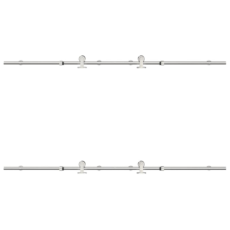Schiebetür-Beschlagsatz 183 cm Edelstahl Silbern