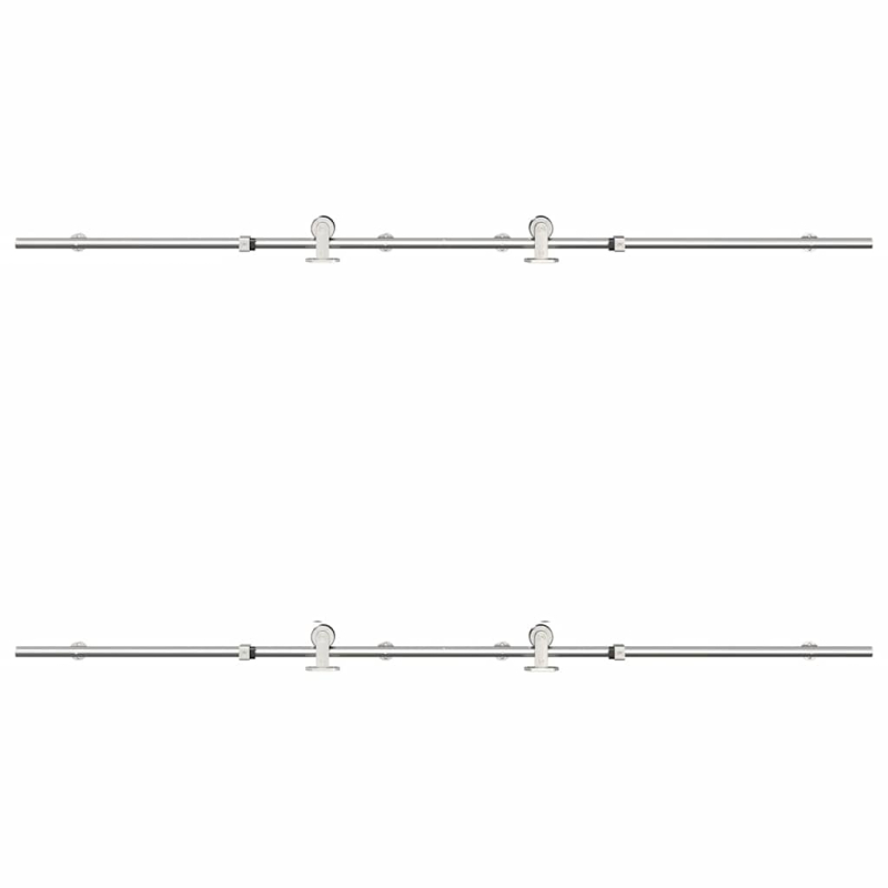 Schiebetür-Beschlagsatz 200 cm Edelstahl Silbern