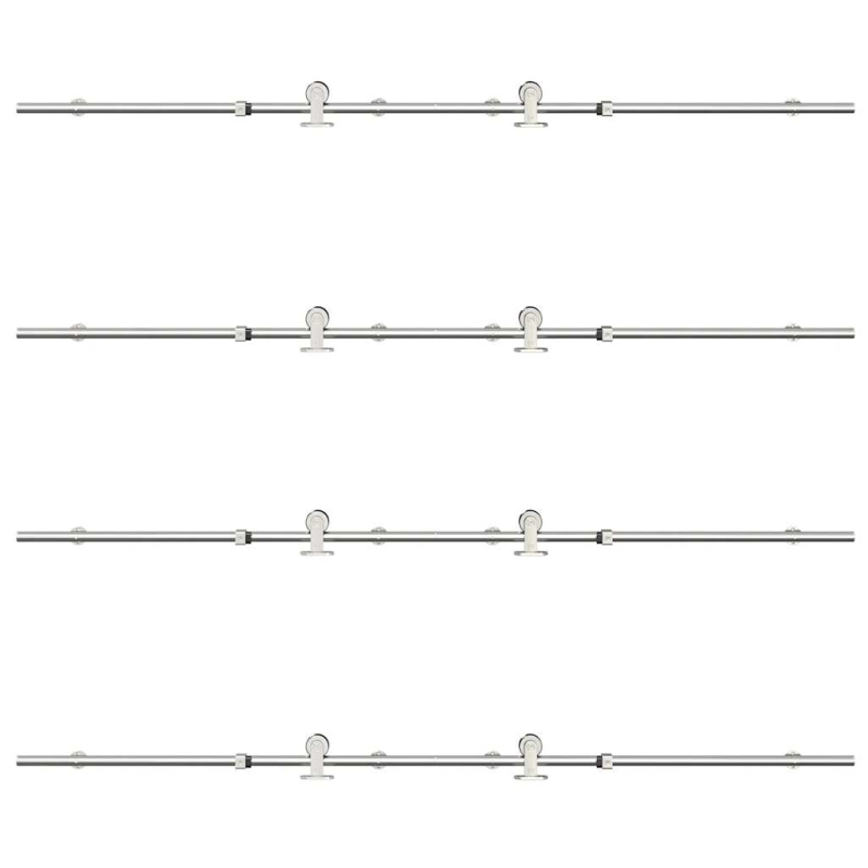 Schiebetür-Beschlagsatz 400 cm Edelstahl Silbern
