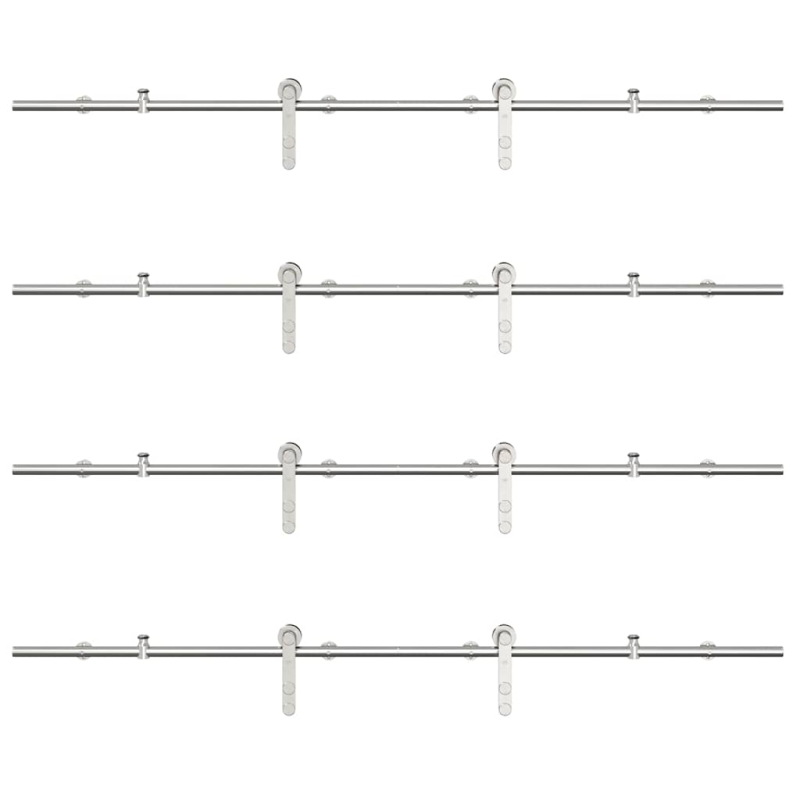 Schiebetür-Beschlagsatz 183 cm Edelstahl Silbern