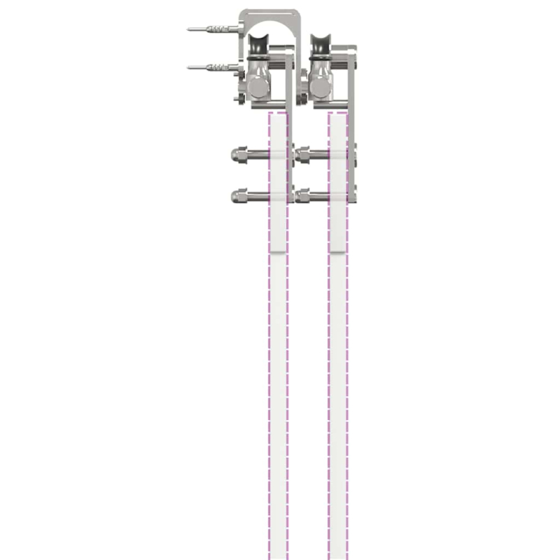 Schiebetür-Beschlagsatz 400 cm Edelstahl Silbern