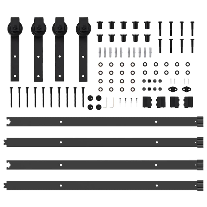 Schiebetürbeschlag-Set 427 cm Stahl Schwarz
