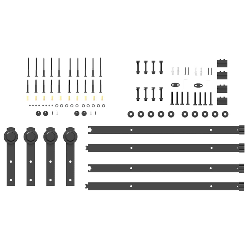 Schiebetürbeschlag-Set 305 cm Stahl Schwarz