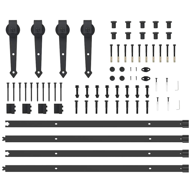 Schiebetürbeschlag-Set 427 cm Stahl Schwarz