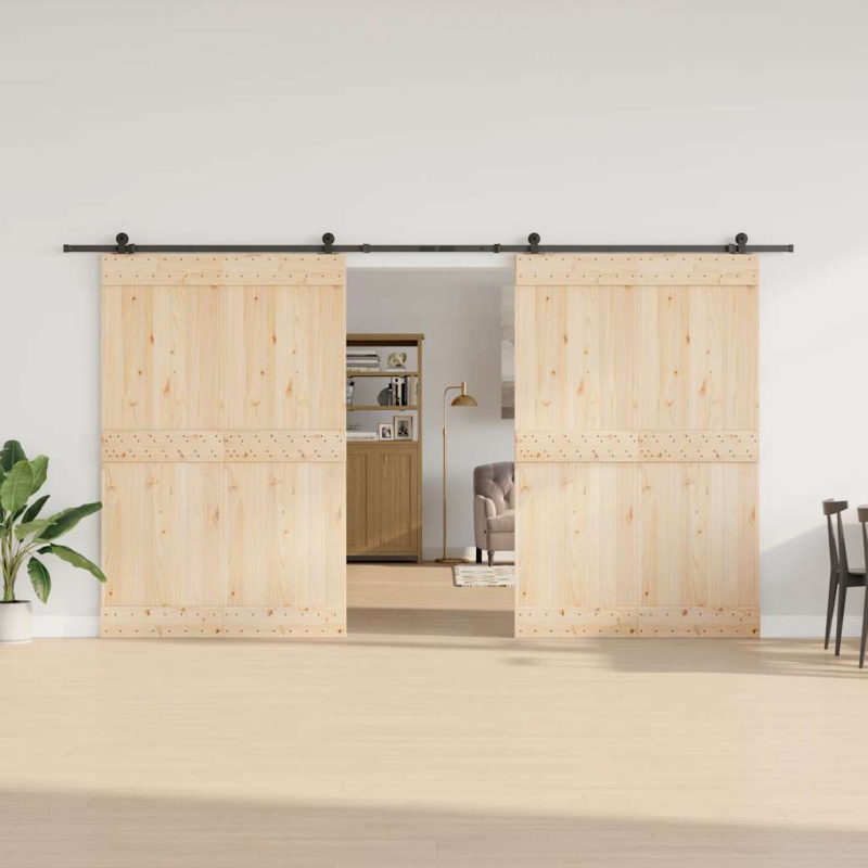 Schiebetürbeschlag-Set 400 cm Stahl Schwarz