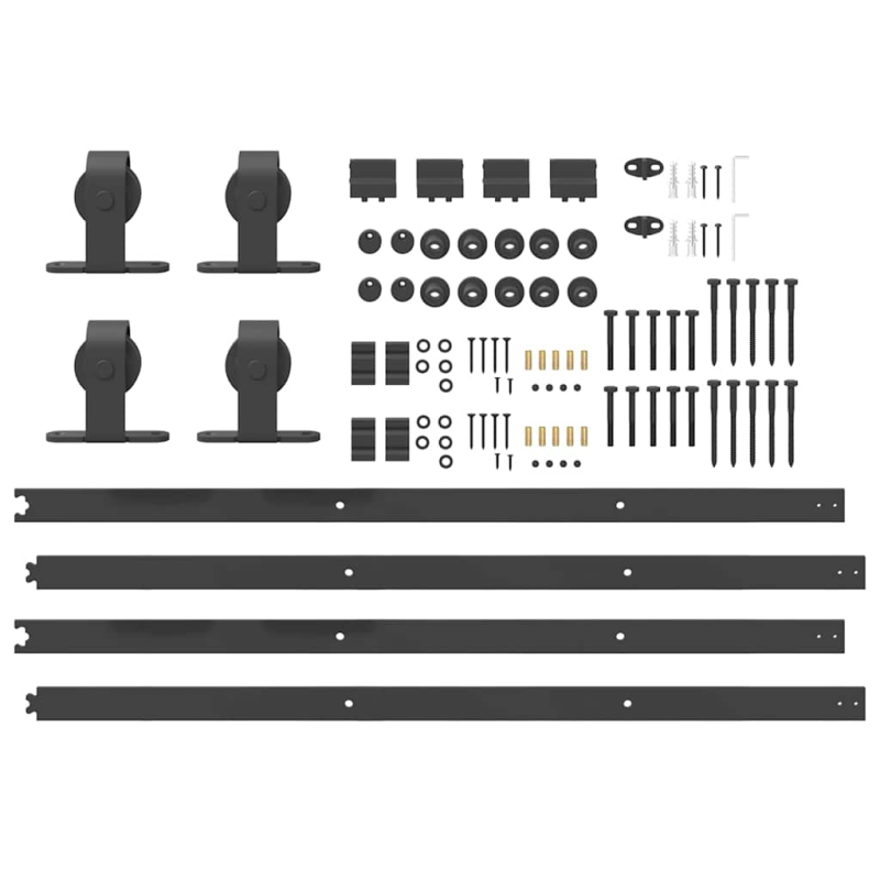 Schiebetürbeschlag-Set 427 cm Stahl Schwarz
