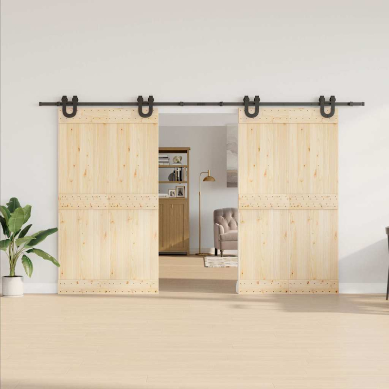 Schiebetürbeschlag-Set 366 cm Stahl Schwarz