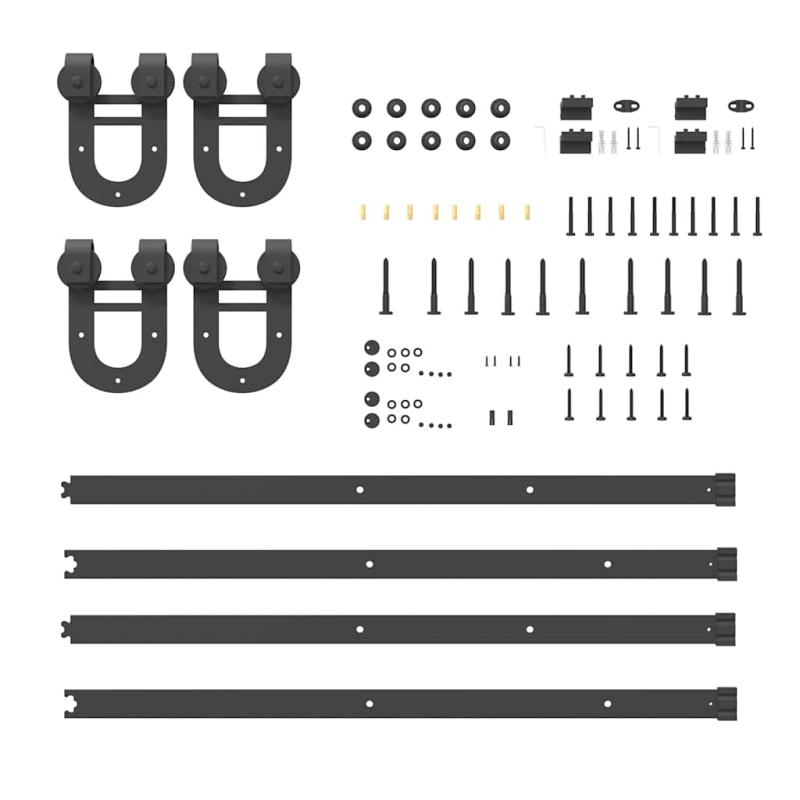 Schiebetürbeschlag-Set 366 cm Stahl Schwarz
