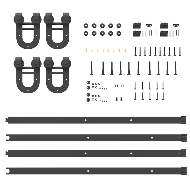 Schiebetürbeschlag-Set 200 cm Stahl Schwarz