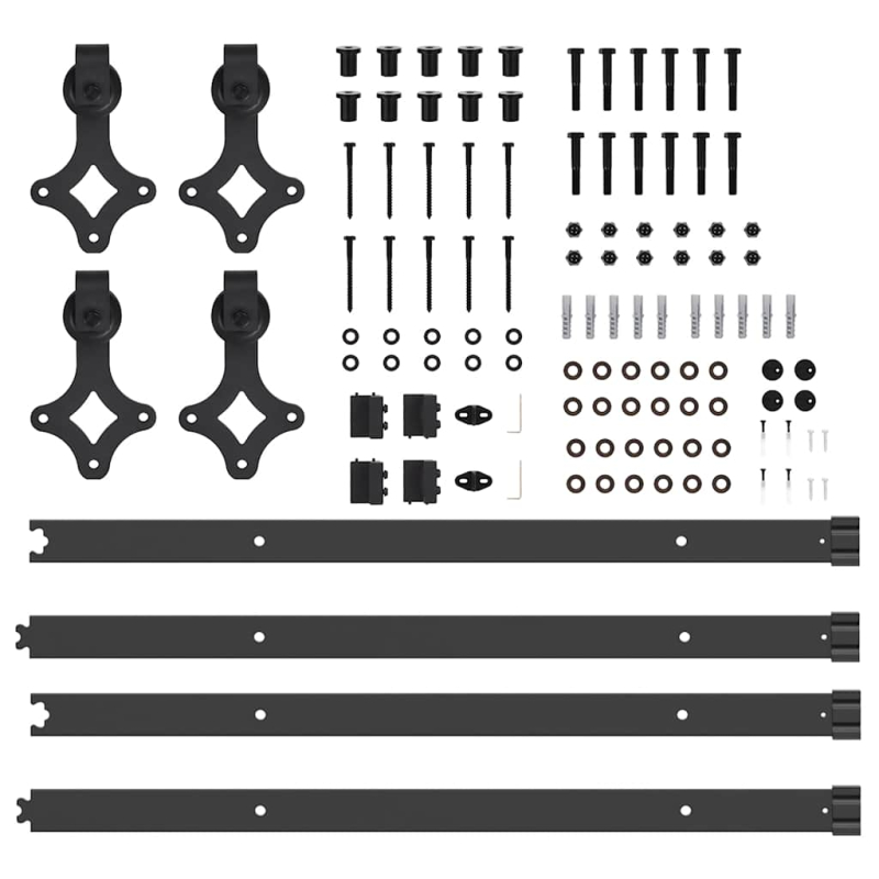Schiebetürbeschlag-Set 305 cm Stahl Schwarz