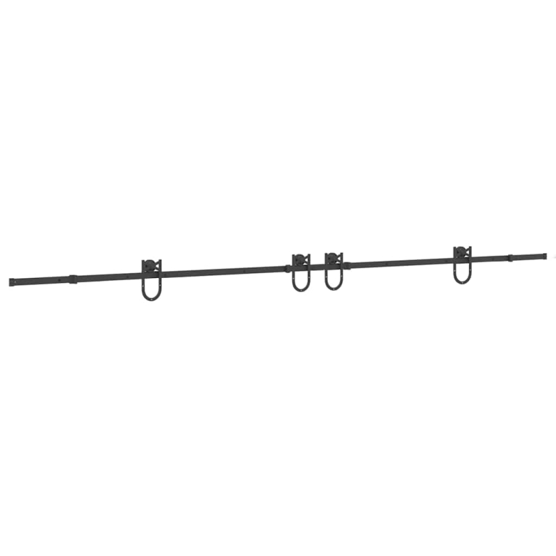 Schiebetürbeschlag-Set 400 cm Stahl Schwarz