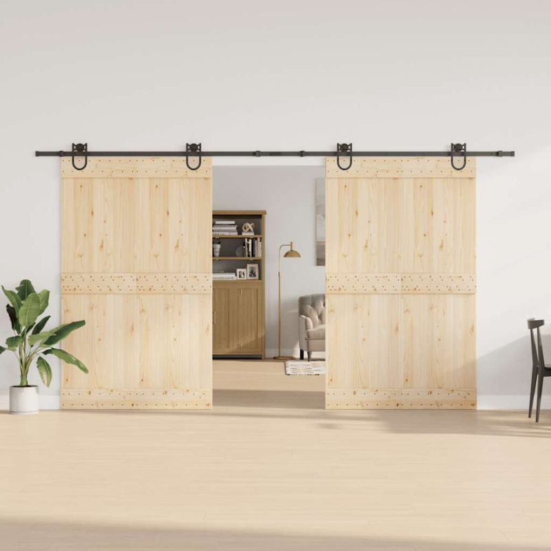 Schiebetürbeschlag-Set 400 cm Stahl Schwarz