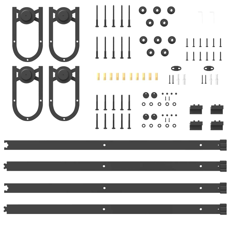 Schiebetürbeschlag-Set 400 cm Stahl Schwarz