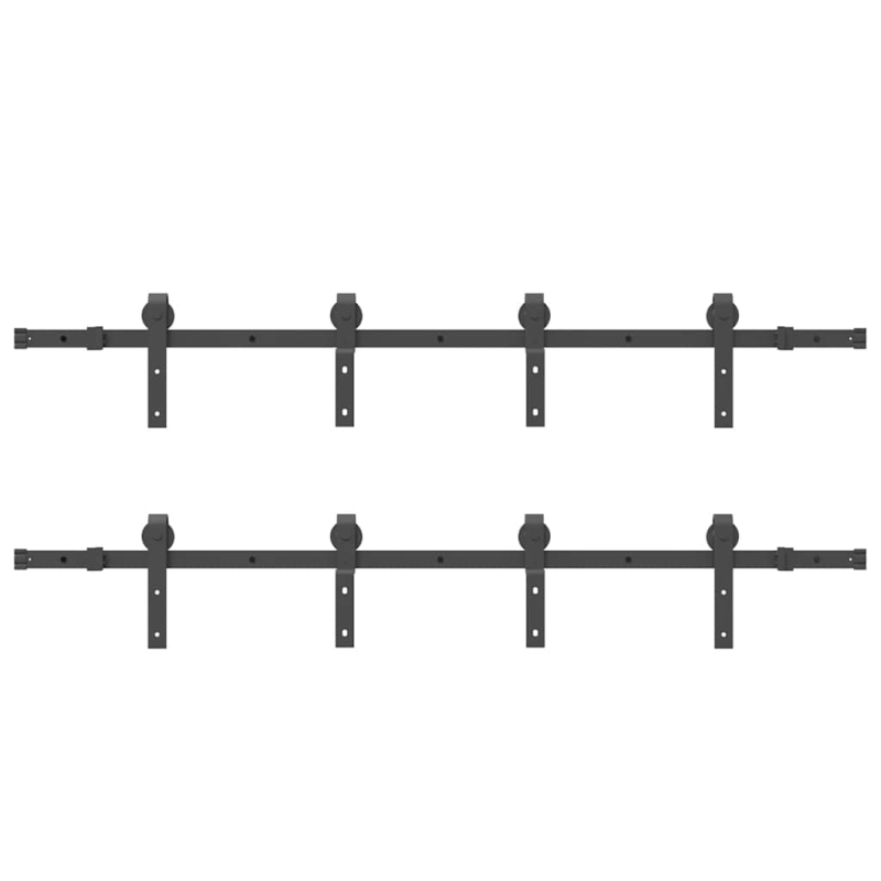 Schiebetürbeschlag-Set 366 cm Stahl Schwarz