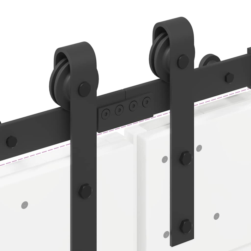 Schiebetürbeschlag-Set 366 cm Stahl Schwarz