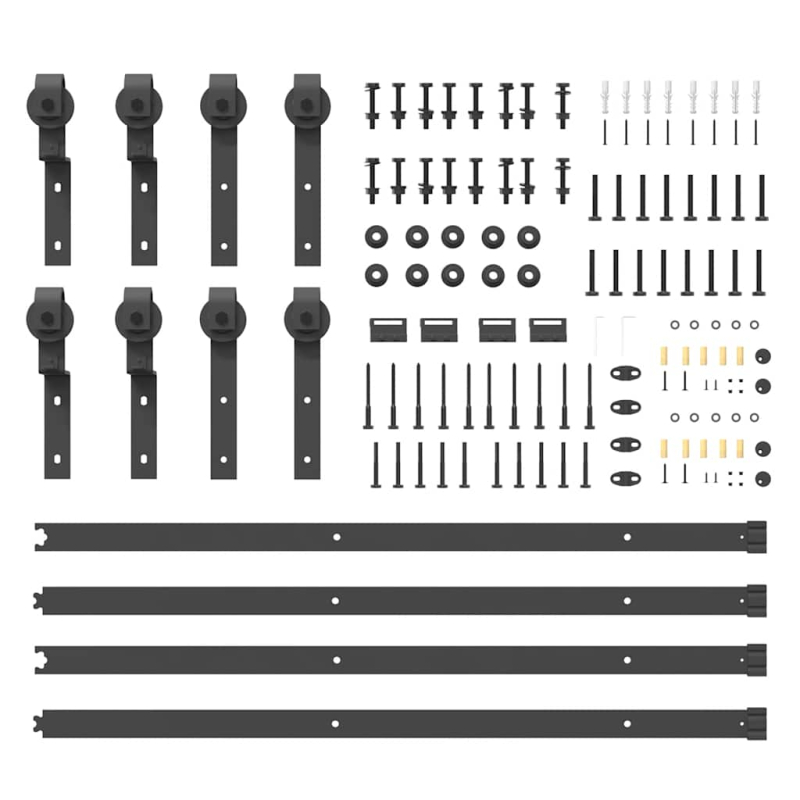 Schiebetürbeschlag-Set 400 cm Stahl Schwarz