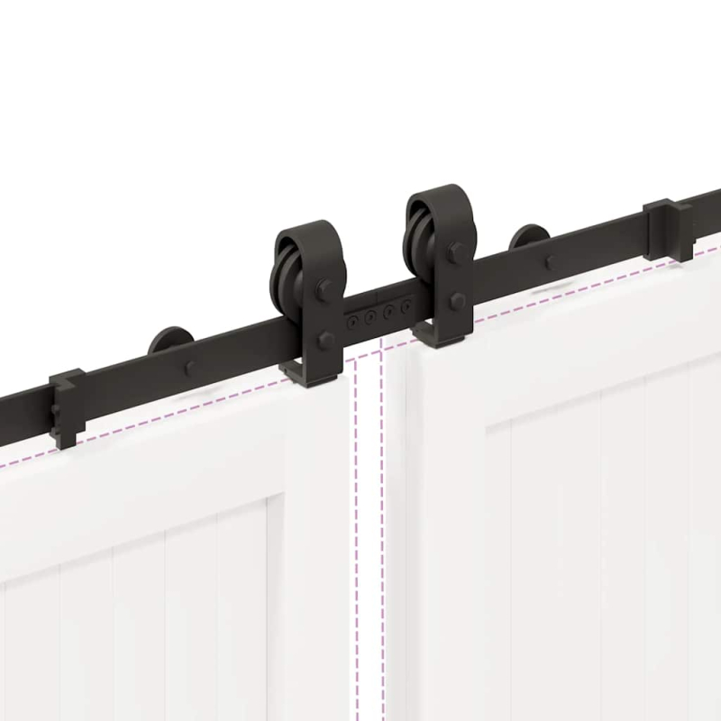Schiebetürbeschlag-Set 366 cm Stahl Schwarz
