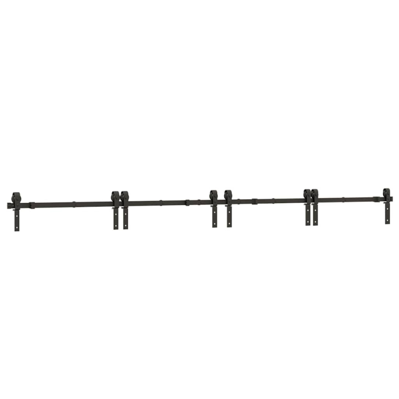 Schiebetürbeschlag-Set 366 cm Stahl Schwarz