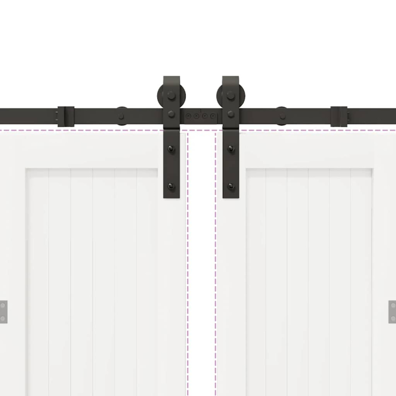 Schiebetürbeschlag-Set 366 cm Stahl Schwarz