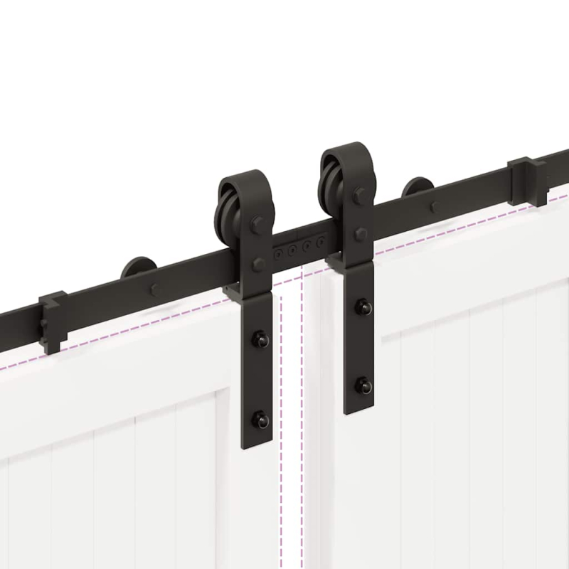 Schiebetürbeschlag-Set 366 cm Stahl Schwarz