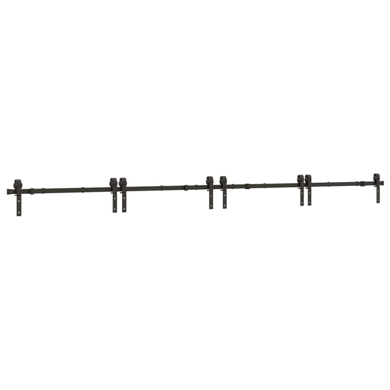 Schiebetürbeschlag-Set 400 cm Stahl Schwarz