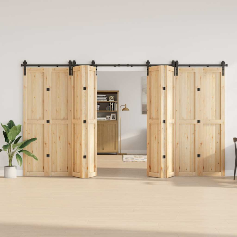 Schiebetürbeschlag-Set 400 cm Stahl Schwarz