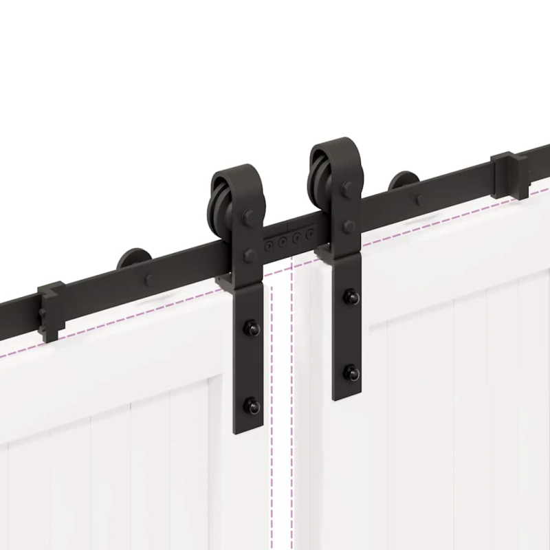 Schiebetürbeschlag-Set 400 cm Stahl Schwarz
