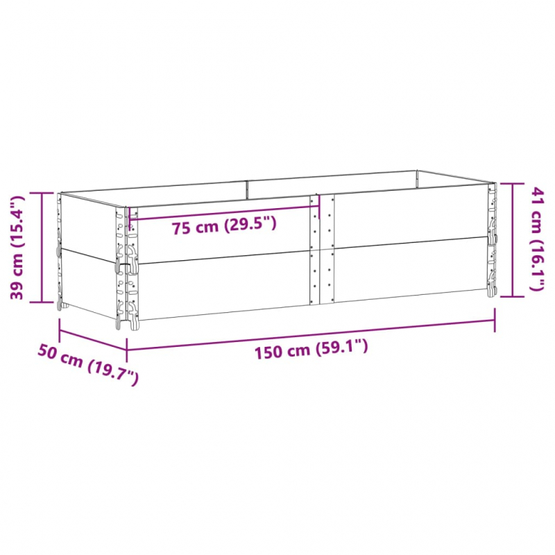 Paletten-Aufsatzrahmen 2 Stk. Schwarz 150x50 Massivholz Kiefer