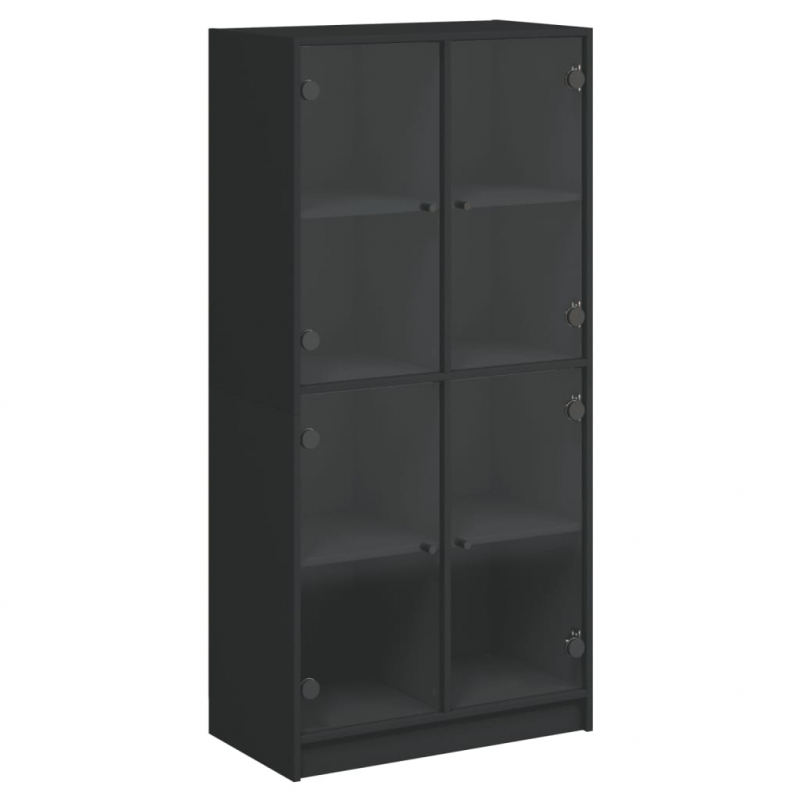Highboard mit Türen Schwarz 68x37x142 cm Holzwerkstoff