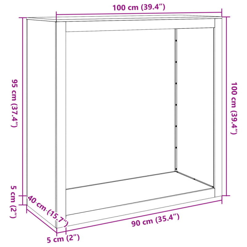 Brennholzregal 100x40x100 cm Edelstahl