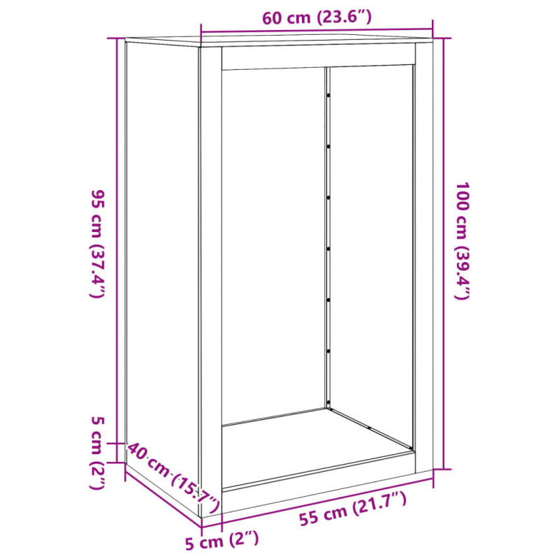 Brennholzregal 60x40x100 cm Edelstahl