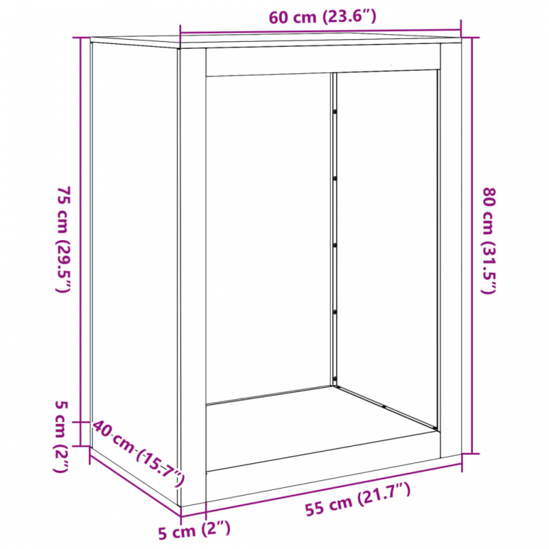 Brennholzregal 60x40x80 cm Edelstahl