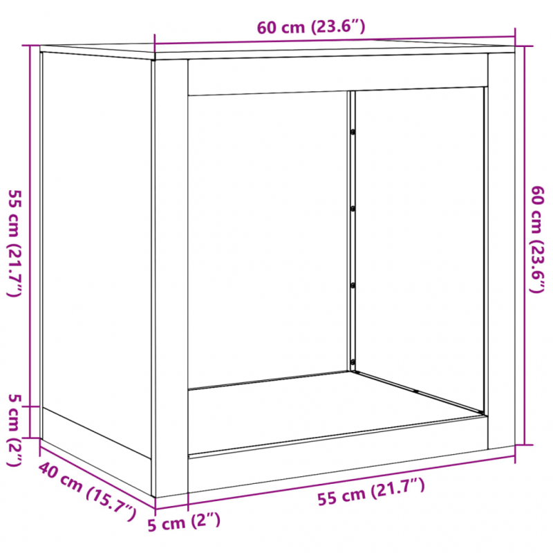 Brennholzregal Schwarz 60x40x60 cm Stahl