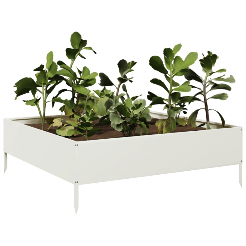 Hochbeet Weiß 100x100x33,5 cm Stahl