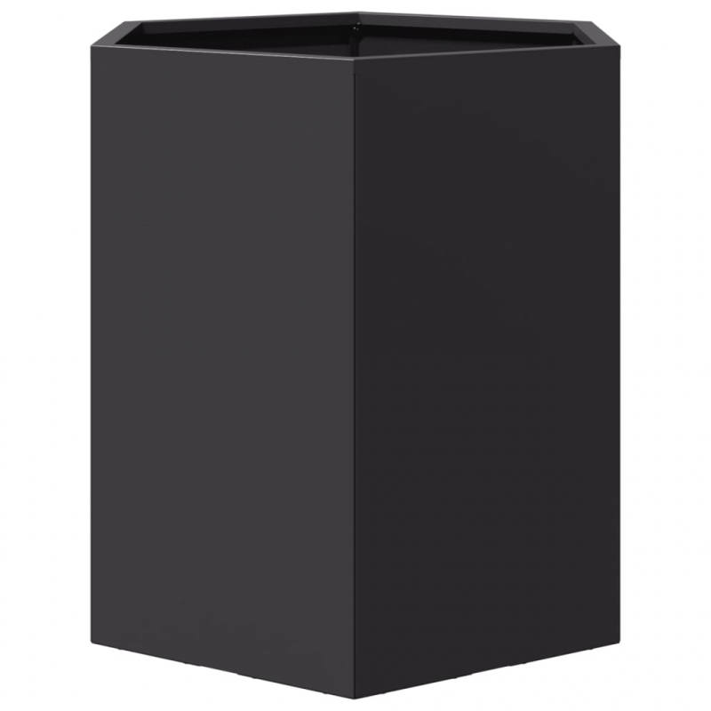 Garten-Pflanzgefäße 2 Stück Schwarz Sechseckig 46x40x45 Stahl