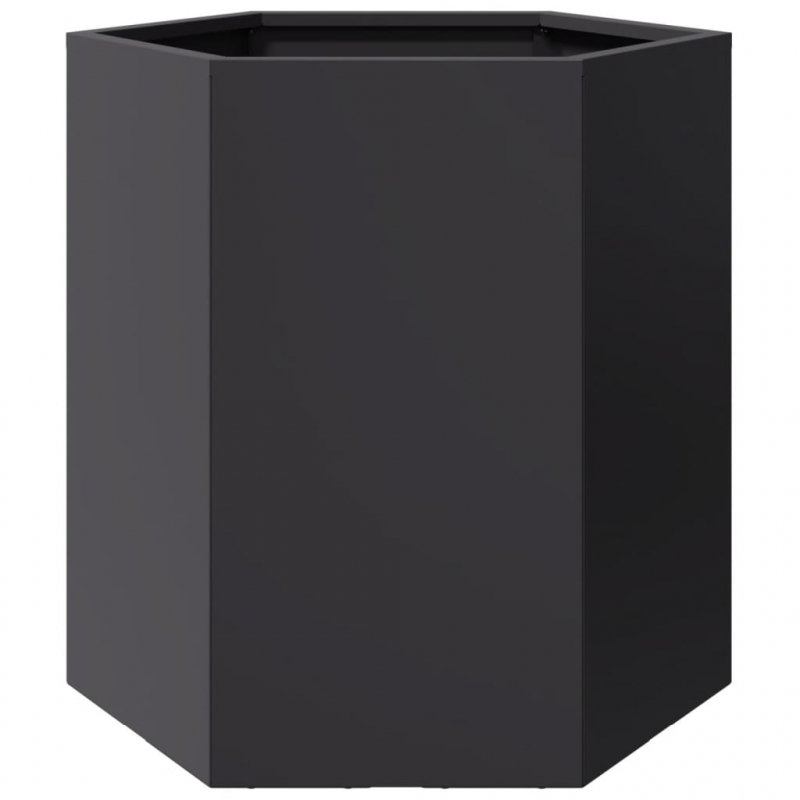Garten-Pflanzgefäße 2 Stück Schwarz Sechseckig 46x40x45 Stahl