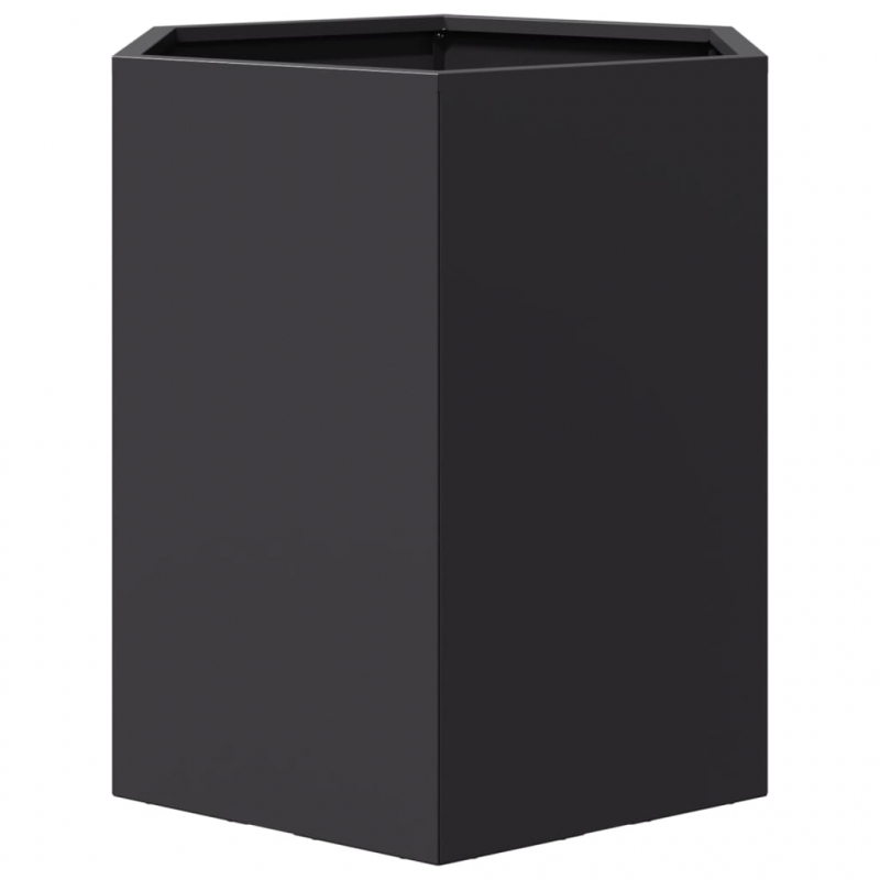 Garten-Pflanzgefäße 2 Stück Schwarz Sechseckig 46x40x45 Stahl