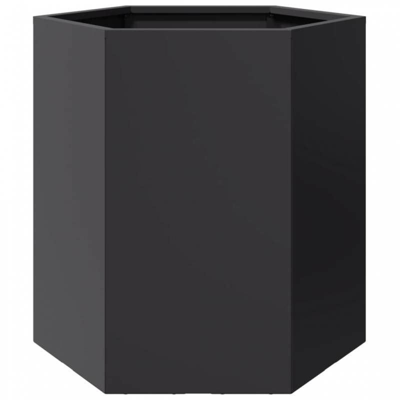 Garten-Pflanzgefäße 2 Stück Schwarz Sechseckig 46x40x45 Stahl