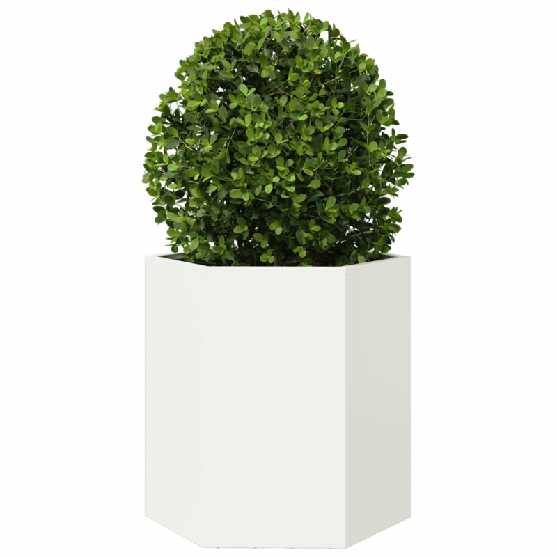 Garten-Pflanzgefäße 2 Stück Weiß Sechseckig 46x40x45 Stahl