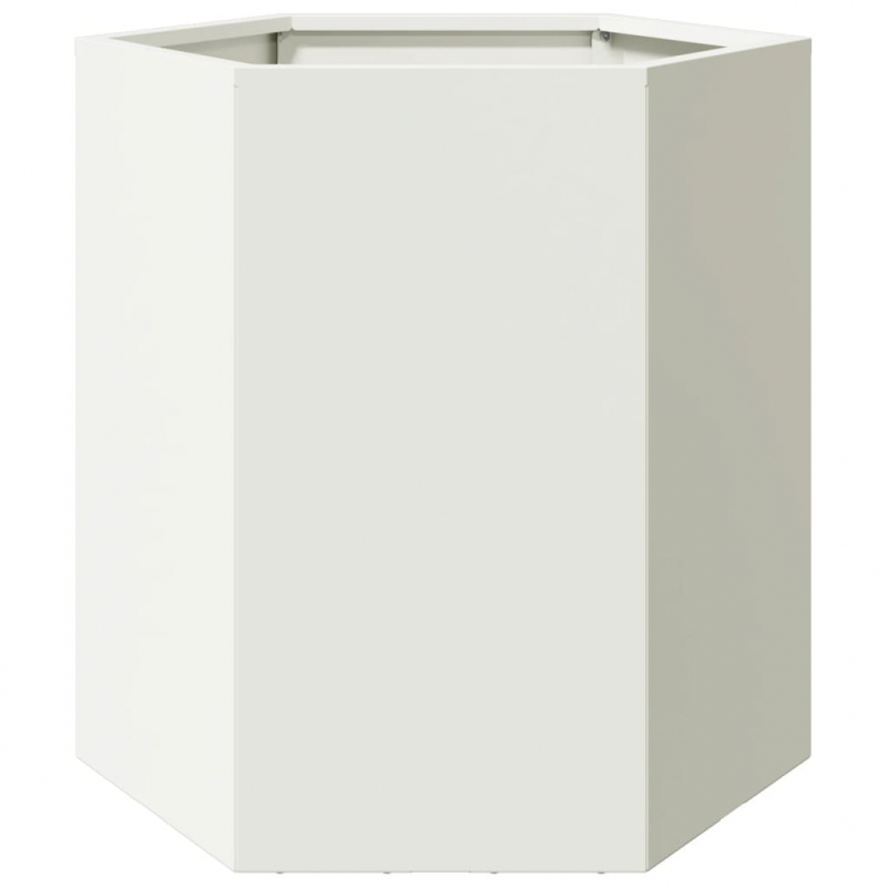 Garten-Pflanzgefäße 2 Stück Weiß Sechseckig 46x40x45 Stahl